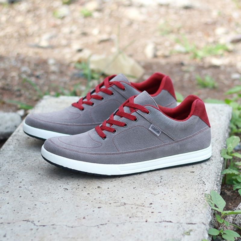 Sepatu Sneakers Casual Pria Tali Kulit Suede Premium Original Murah Keren