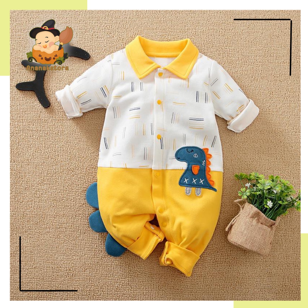 ANANAKSTORE/ JUMPER KUNING/ JUMPER ABU-ABU/ JUMPER DINO/JUMPER BAYI DINO 0-2TAHUN / BAJU BAYI LAKILAKI / JUMPER BAYI LUCU IMPORT BA-297