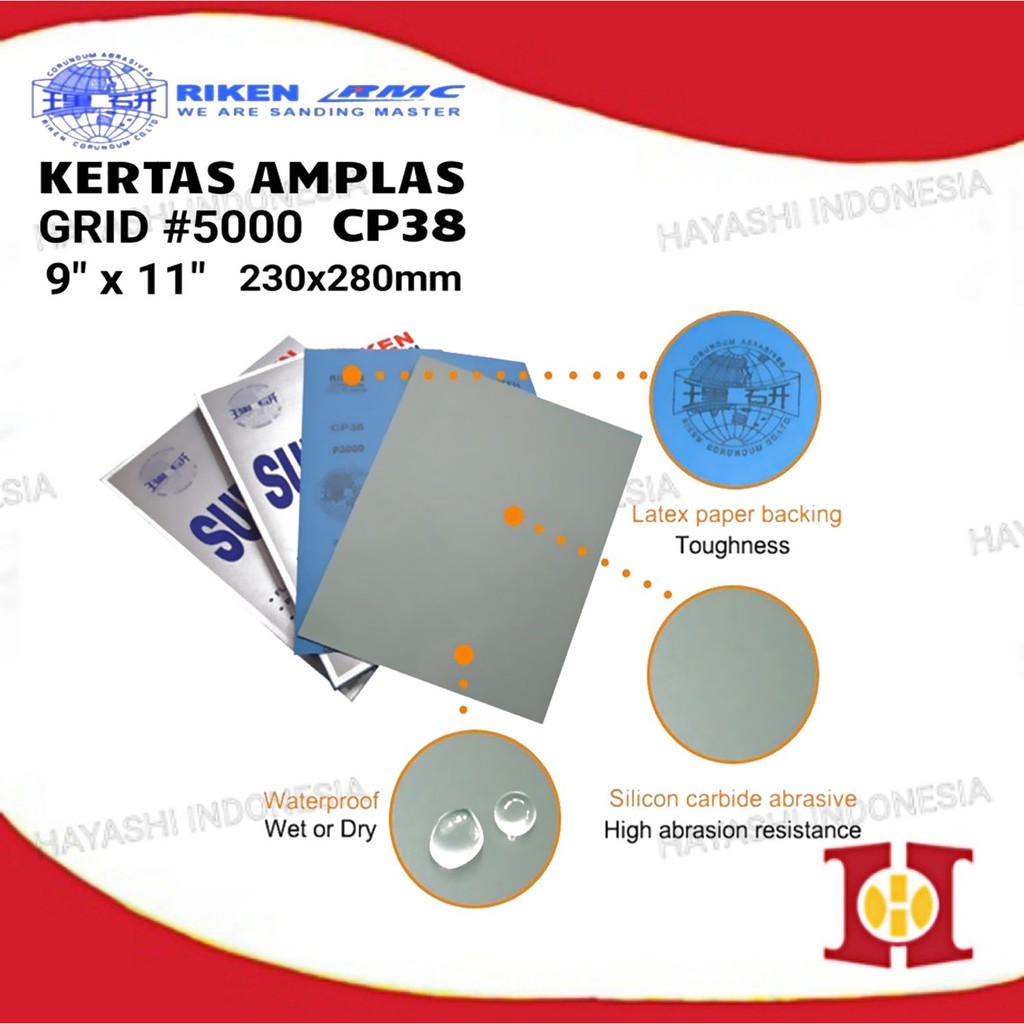 Amplas Halus Kertas Kering Basah Tahan Air Grit 5000 - 5pcs