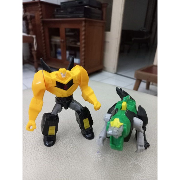 Figure Mainan set dapat 2pc Bumblebee + dino Grimlock Transformers