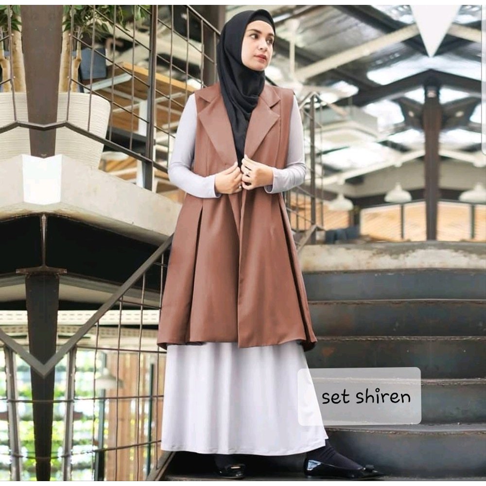 H HIJAB SETELAN SHIREN Baju dress gamis lengan panjang blazer wanita cewe kerja kuliah gereja