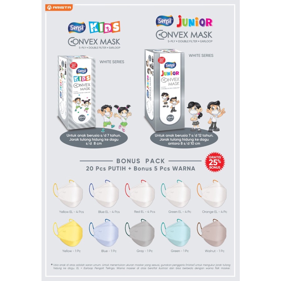 SENSI CONVEX MASK KIDS 5-PLY EARLOOP ISI 25 PCS