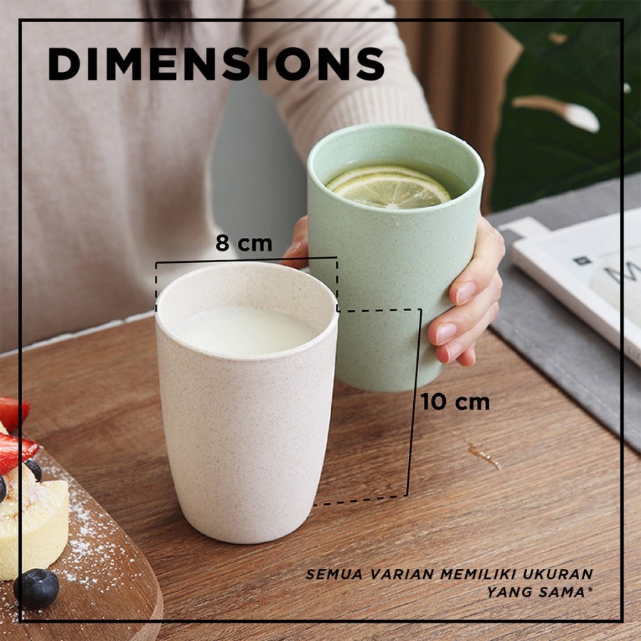 DISCON!!! Gelas Wheat Straw Kopi Mug Cangkir Gandum Kokoh 4 Warna Pilihan Gelas Cantik