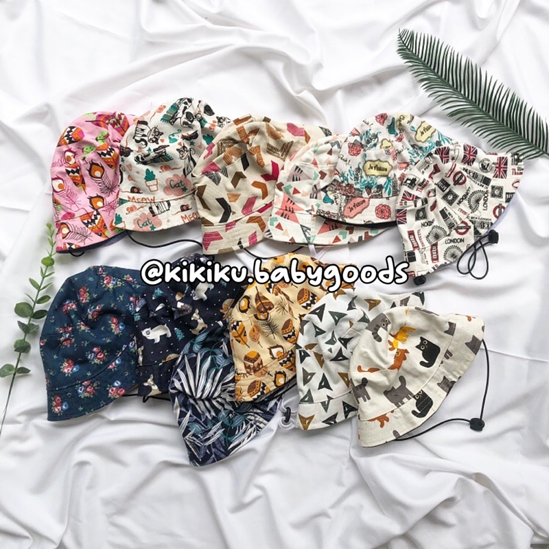 Linny Bucket Hat Topi Anak 9 Bulan - 5 Tahun Motif Bahan Kanvas Ada Tali dan Stopper