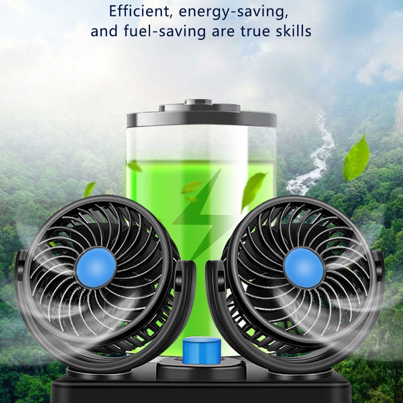 Kipas Mobil USB Kipas Mobil Kipas Kepala Ganda Pendingin Listrik AC Mobil Truk Kipas Angin Mobil 12V 24V Kipas Kepala Sa