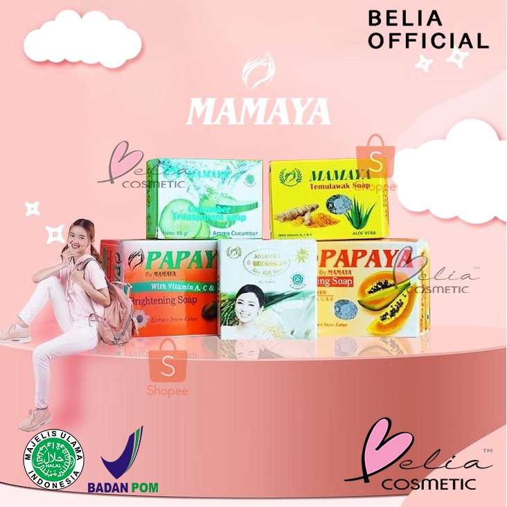 ❤ BELIA ❤ MAMAYA Sabun Papaya (✔️BPOM) Sabun Pepaya 70g | Temulawak 85g | Cucumber 85g | Rice 60g