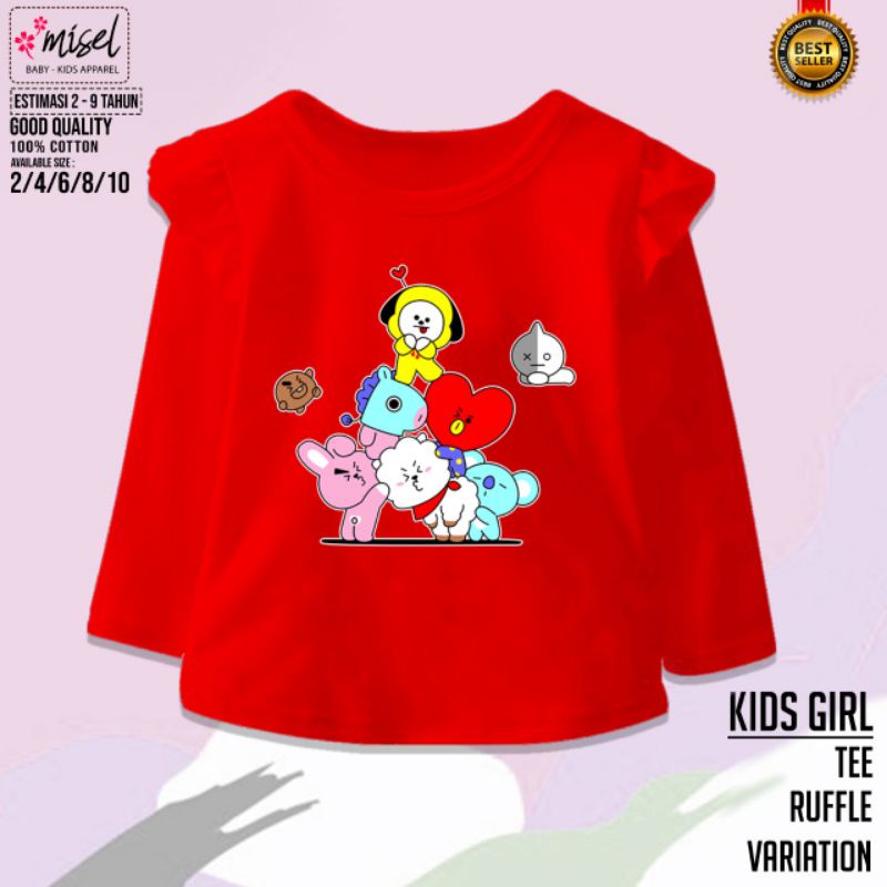 Kaos Anak perempaun lengan panjang RUFFLE BTS SERIES By MISEL 2-8 Tahun