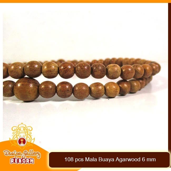 Tasbih / Mala Buddha 108 Gaharu Buaya / Agarwood 6 mm