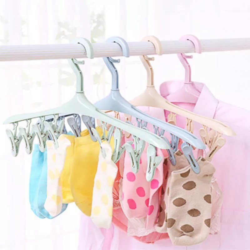 Hanger Baju 8 Klip Rotating 360 / Hanger Kaus Kaki Syal / Gantungan Serbaguna 8 Jepitan