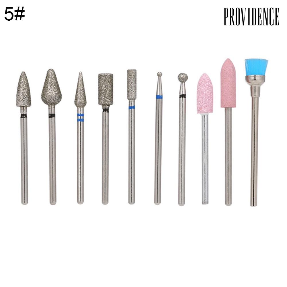 Providence 10Pcs Grinding Nail Art Drill Bits Manicure Pedicure Polishing Milling Head Kit