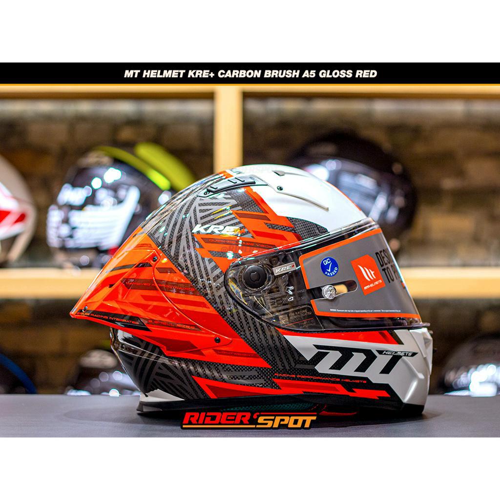 Helm Motor MT HELMETS KRE+ Carbon Brush A5 Gloss Red Helmet New 2023