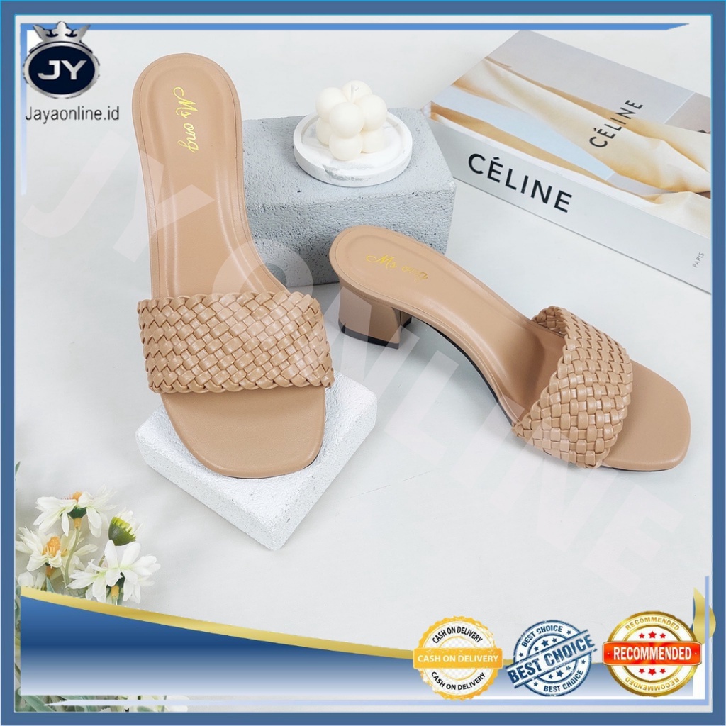 JY MSH 02 Sandal High Heels Hak Tahu Kepang Wanita Impor Murah