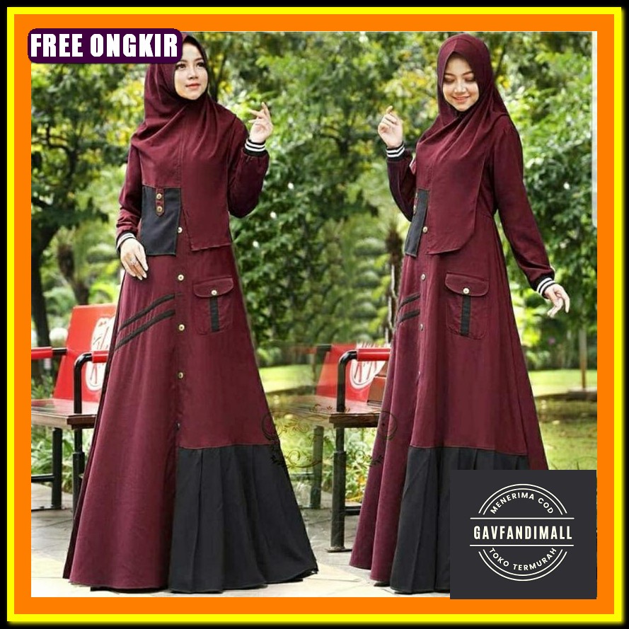 Sabira Dress Bahan Katun Rayon Viscose Dress Muslim Korean Style Dress Wanita Kekinian 2021 Korean S
