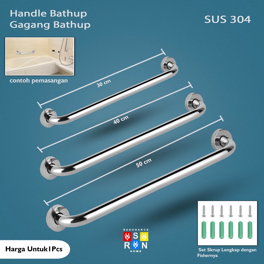 Bath Up Handle Stainless Pegangan Kamar Mandi 30CM 40CM 50CM | Resonance Home