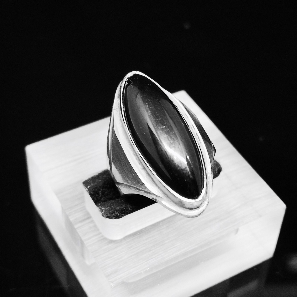 [Bayar di Tempat] Cincin Pria Batu Kecubung Wulung Model Pandan