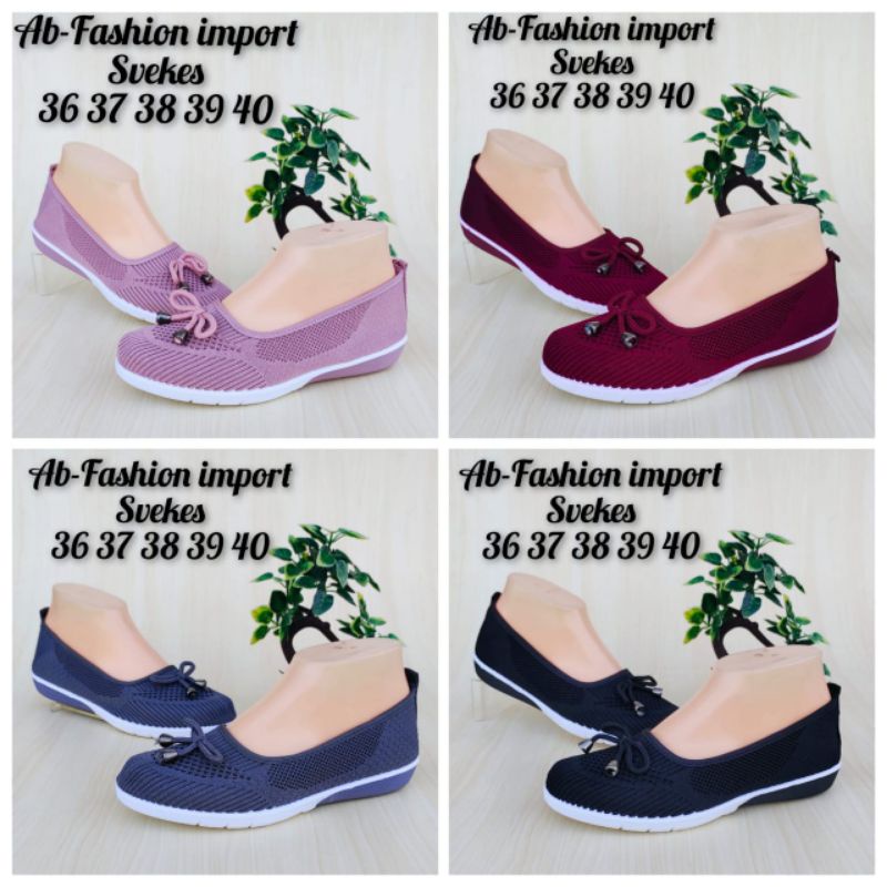 Sepatu Slip On Rajut Import Wanita Svekes