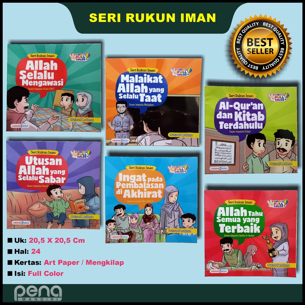 Paket Dongeng Anak Muslim Bergambar Seri Rukun Iman - Cerita Rukun Iman Anak Muslim Isi 6 Buku