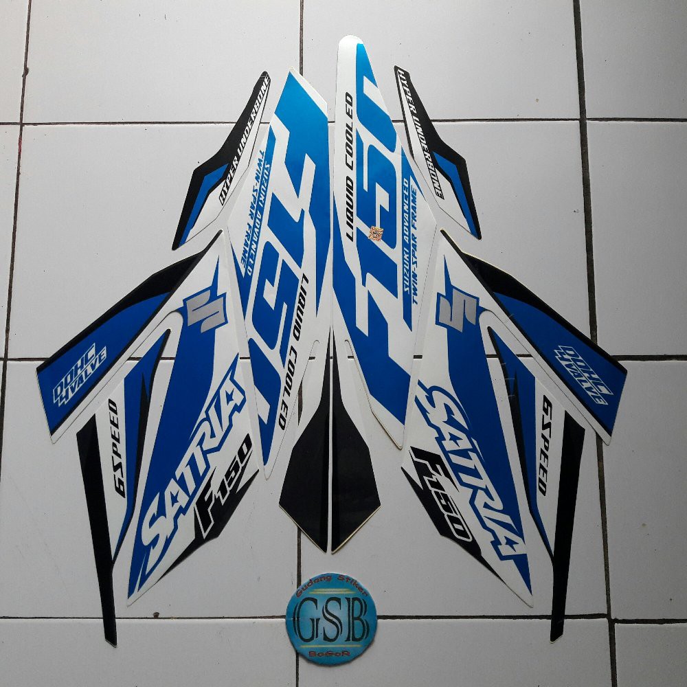 Variasi Striping Motor Satria Fu 150 2016 Putih Biru Abu Shopee Indonesia