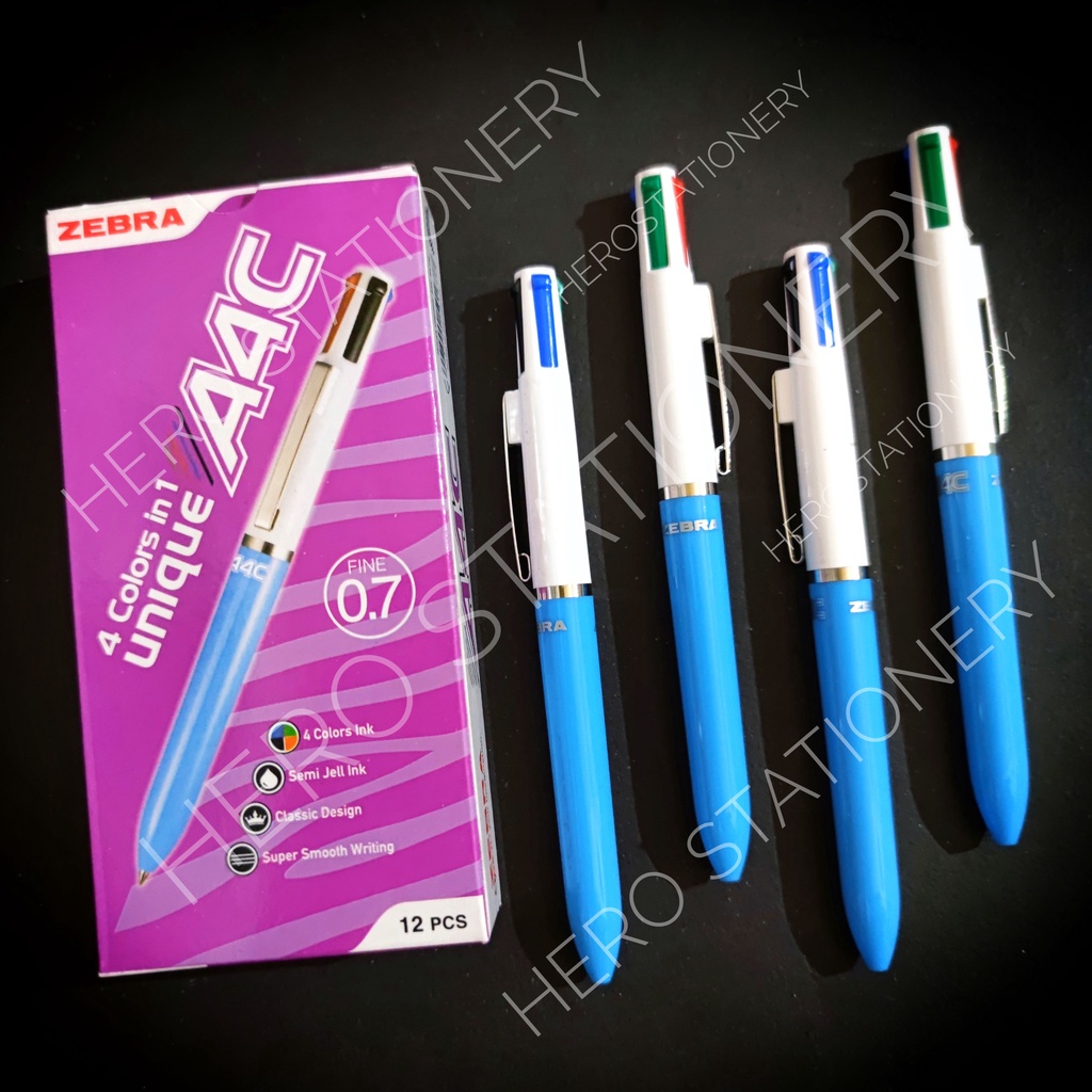 

Zebra ballpoint pen pulpen semi gel unique 4 warna A4C 0.7 mm . 12 unit