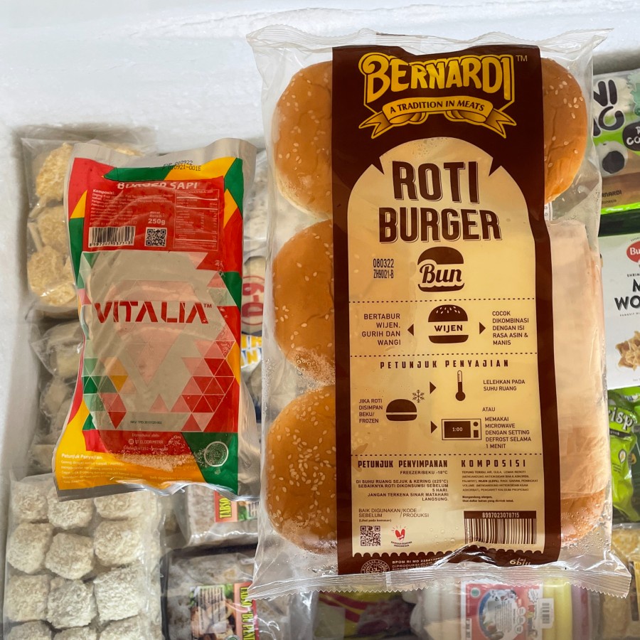 [Paket] Burger Wijen Beef Bernardi isi 6pcs dan Vitalia isi 10S