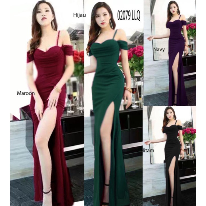 Long Dress 732 Bahan Bludru/Dress Pesta/Dress Panjang