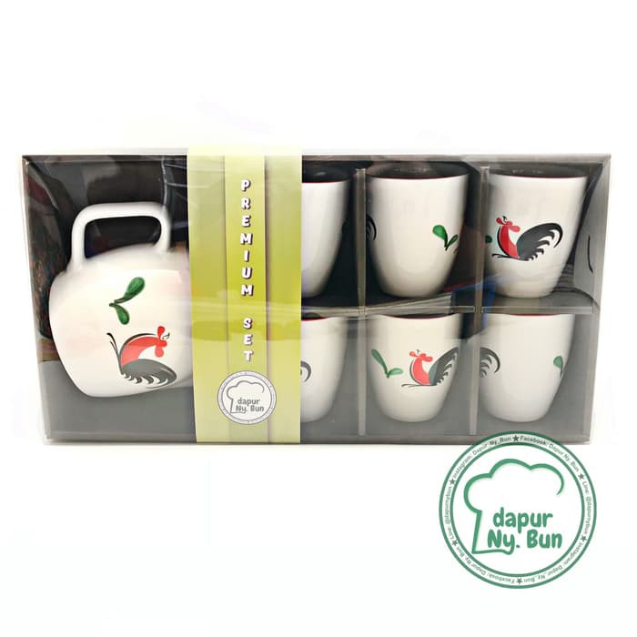 Set Teko Kecil & 6 Gelas Ayam Jago Seri 2/Hampers/Gift/Paket Lebaran