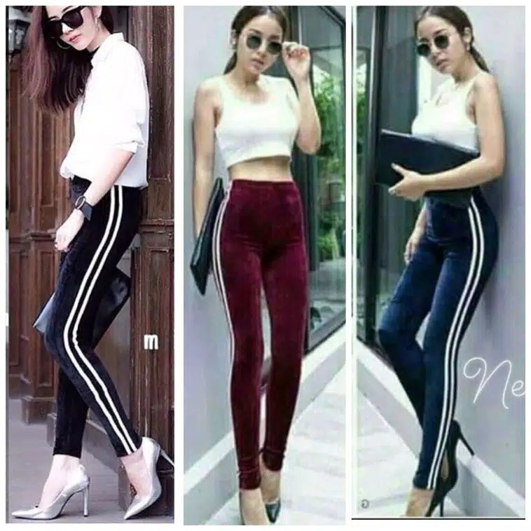 CELANA LEGGING LIST BLUDRU/ LEGGING VELVET BLUDRU FIT XXL