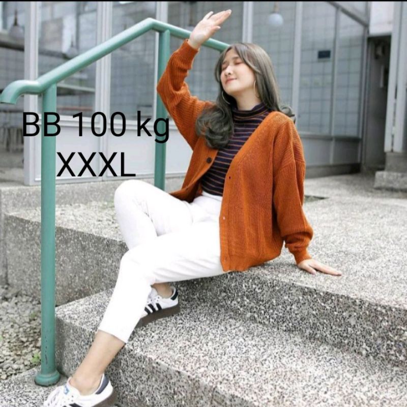 LD 140 CARDIGAN RAJUT JUMBO WANITA / KARDIGAN BIG SIZE