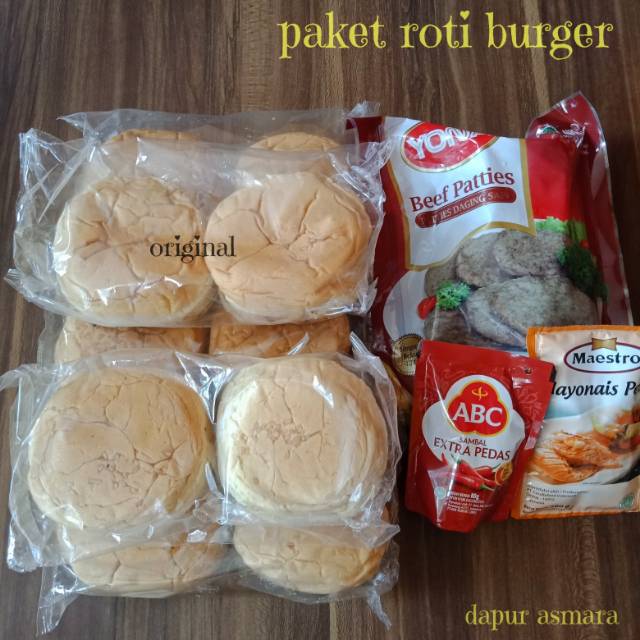 

paket roti burger original+beef+saos+mayo