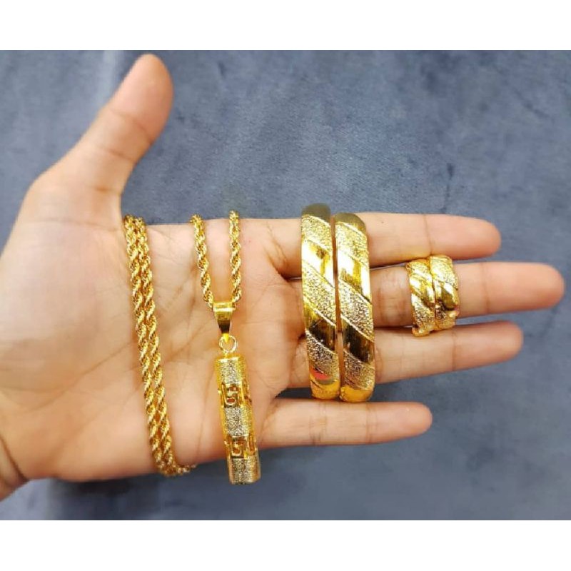 set perhiasan bambu gold 24k emas penang