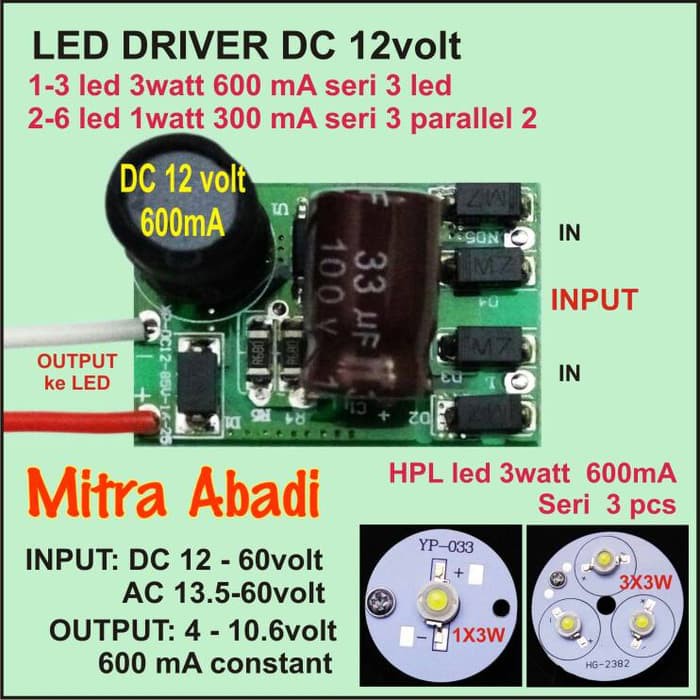 LED DRIVER 7 WATT 600 MA DC-DC TANPA CASINGELKT_444