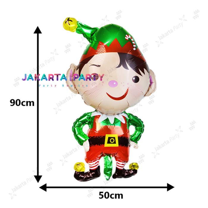 Balon Foil Natal / Balon Merry Christmas / Balon Foil Kurcaci Jumbo