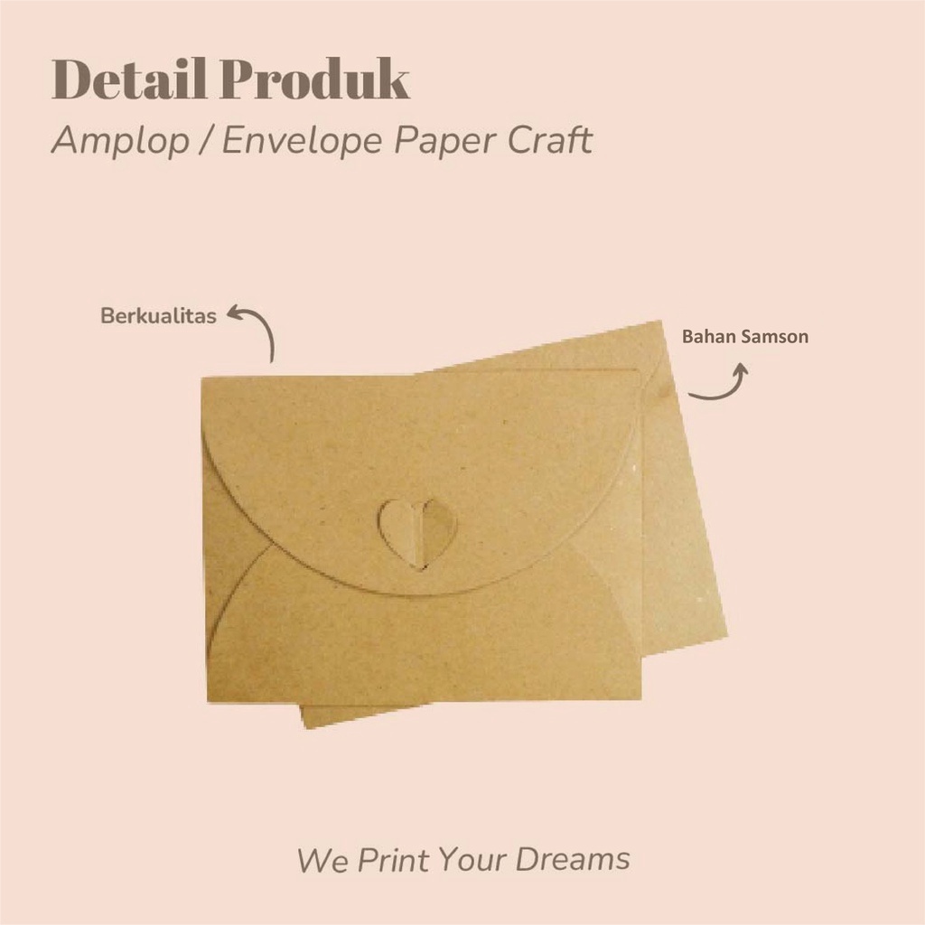 

Amplop Rustik vintage craft Coklat dan pitih Free Greeting card, model sesuai gambar real