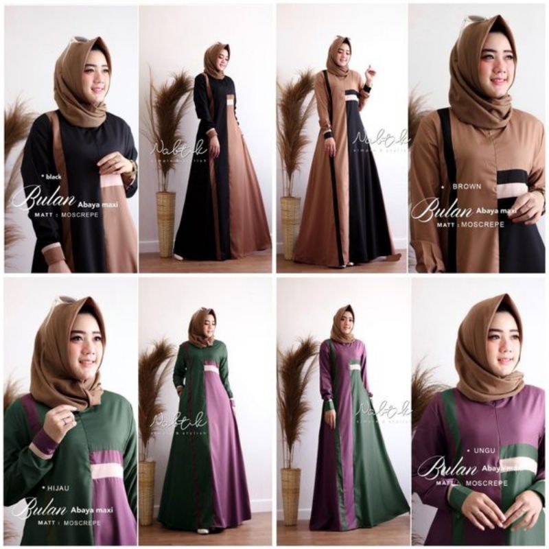 Bulan abaya maxi pakaian wanita dress fashion muslim