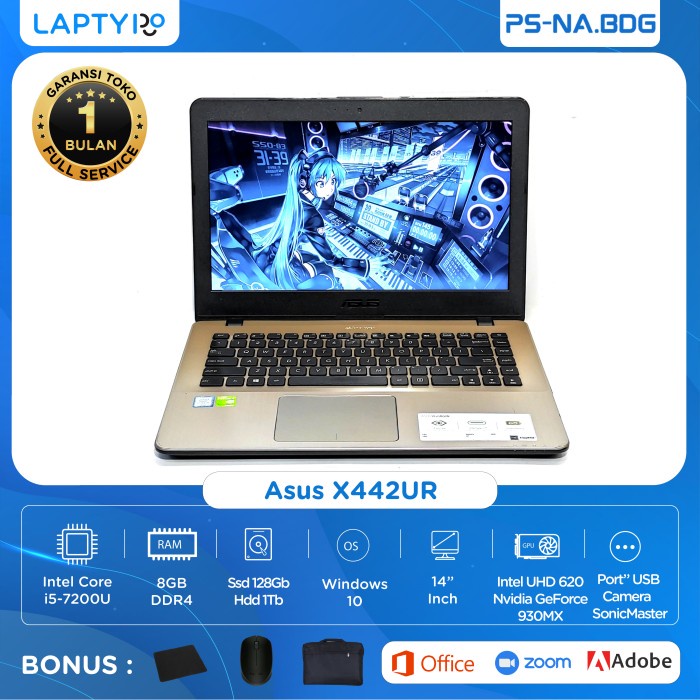 Laptop Editing Asus X442UR/Intel Core i5/Ram 8Gb/Ssd 128Gb/Hdd 1Tb