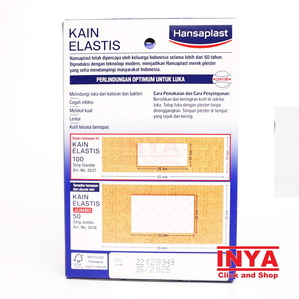 HANSAPLAST KAIN ELASTIS BOX isi 100 Lembar P3K Bandage