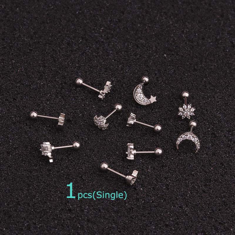 1 pcs Tulang Rawan Tragus Telinga   Tindik Helix Daith Anting Stainless Steel Panjang 20G 6mm