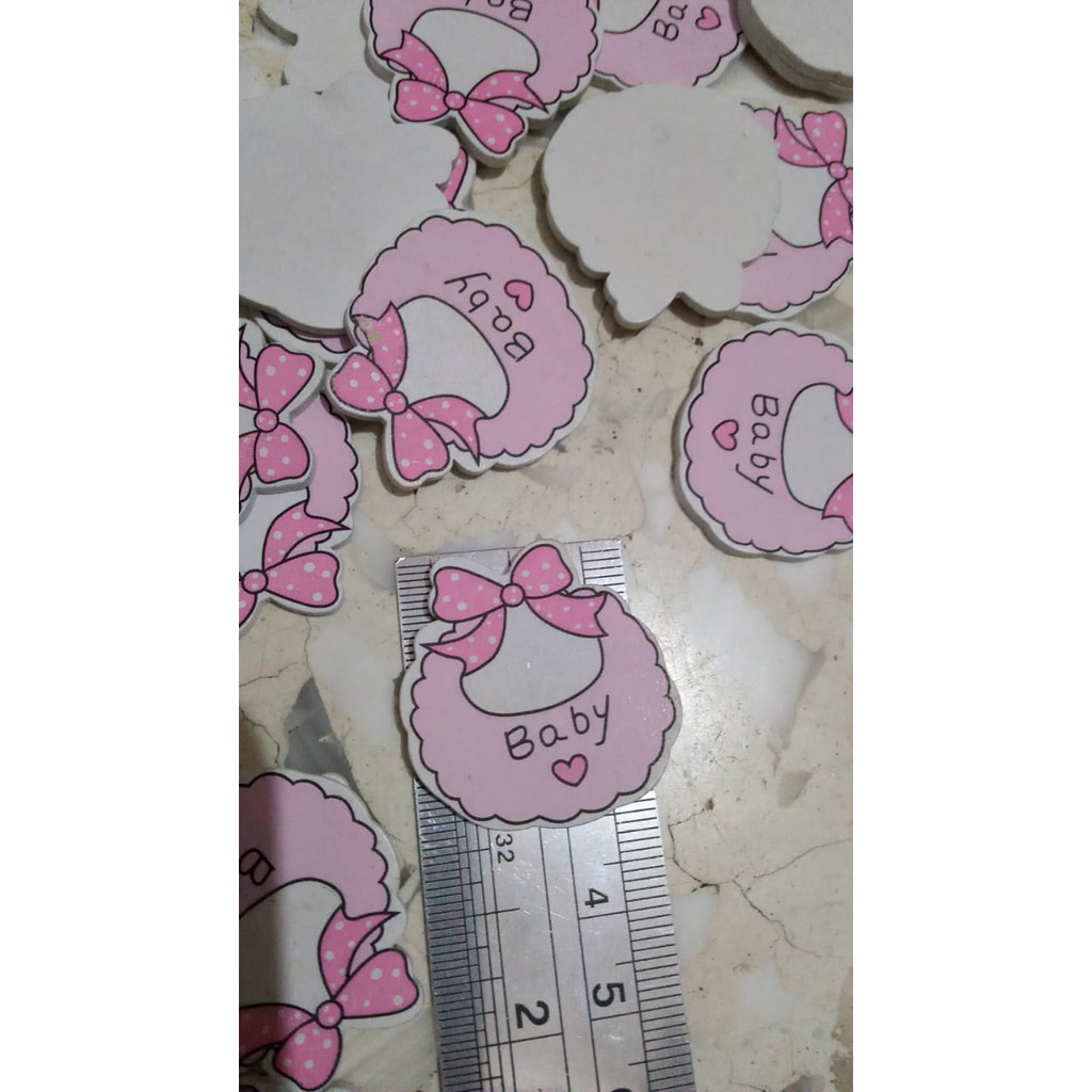 6 pieces - Tempelan Kayu Baby 3x3cm