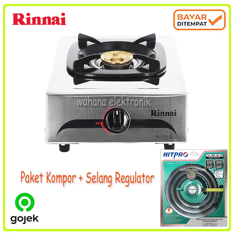 Rinnai RI-301S Kompor Gas 1 Tungku Sun Burner - Paket Caisar Selang Regulator Bisa Gojek