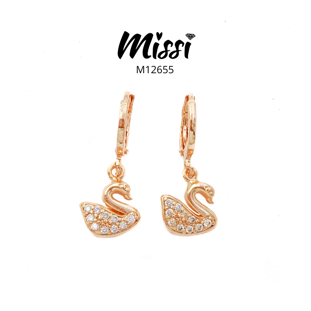 Missishop - M12655 Anting Jepit Dewasa Model Angsa Permata Lapis Emas