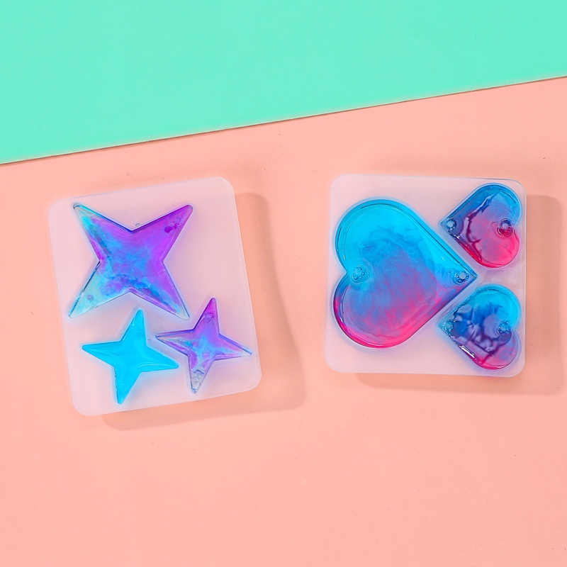 Siy Set Cetakan Resin Bentuk Hatibintang Bahan Silikon Untuk Perhiasan