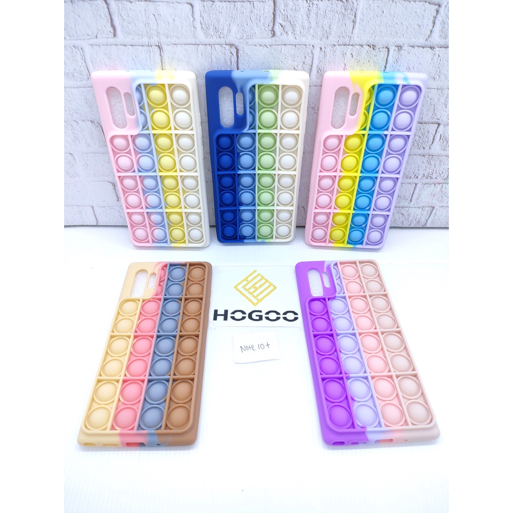 SILICONE CASE POP IT SAMSUNG NOTE 10 PLUS - CASE PENGHILANG STRESS PUSH IT BUBBLE CASE RAINBOW