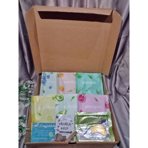 Hampers masker wajah/hampers box/sheet mask bioaqua/paket sheet mask bioaqua/hampers masker bioaqua