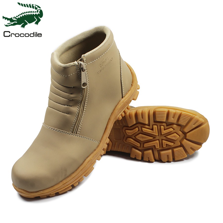 sepatu pria crocodile strut zipper krem safety boots tracking touring hiking bikers