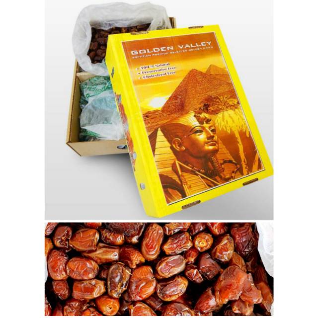 

Kurma Golden Valley Kemasan 500 Gr Kurma Basah Mesir Empuk 1/2 kg Setengah Kilo Gram