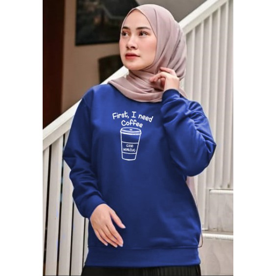 Kaos Lengan Panjang coffee/ Kaos Sweatshirt / Atasan Wanita / Atasan Wanita Lengan Panjang