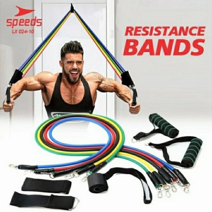 Resistance Band 11 set alat Fitness Gym home Pro set