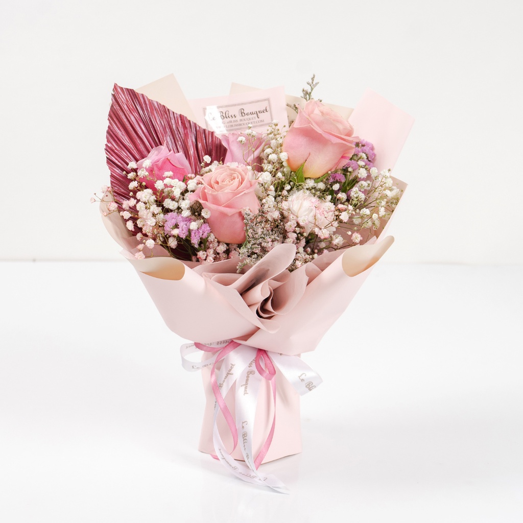 Le Bliss Bouquet Signature Nationwide Bouquet | Pink Hermosa | Fresh Flower | Bunga Asli