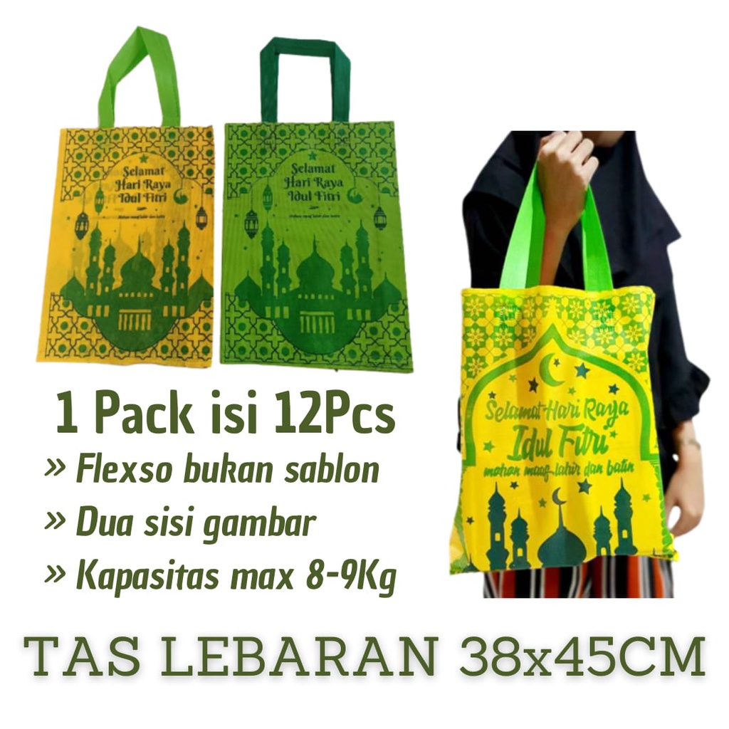 

Tas kain untuk parcel lebaran isi 12pcs (12 tas)/GOODIE BAG LEBARAN 38x45cm
