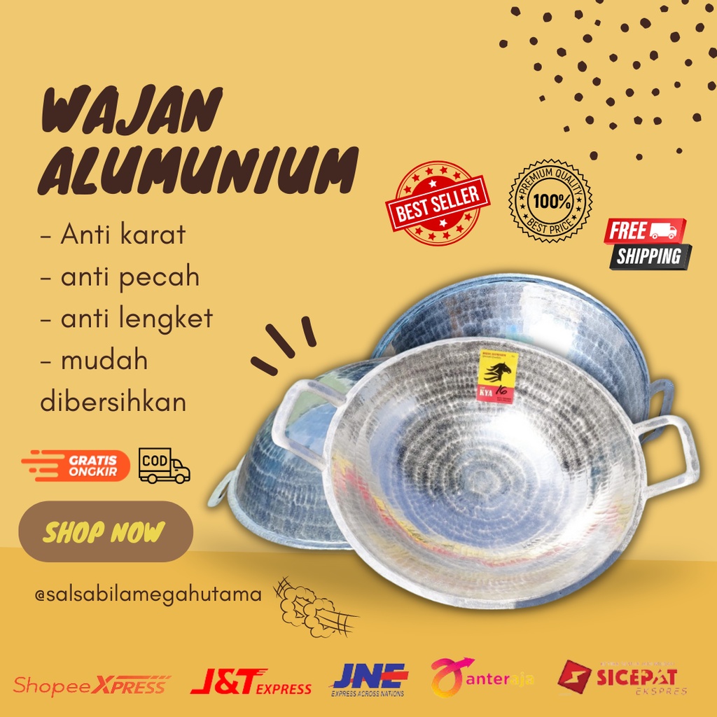 WJNALU122 - Penggorengan wajan katel kuali kenceng almunium alumunium jawa tebal anti lengket / kate